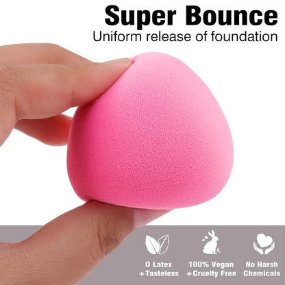 BEAKEY Makeup Sponge, Latex Free Beauty Sponge Blender for Blending Foundation Powder, Pink 6 Pcs