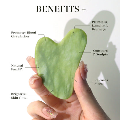 BEAKEY Jade Roller & Gua Sha, Natural Jade Face Roller Gua Sha Tool Facial Skin Care Massager, Green