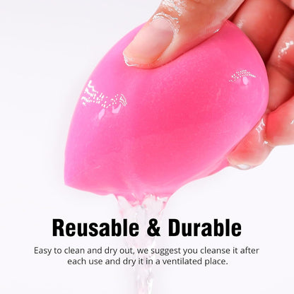 BEAKEY Makeup Sponge, Latex Free Beauty Sponge Blender for Blending Foundation Powder, Pink 6 Pcs