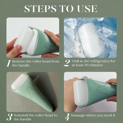 BEAKEY Ice Roller for Face with Gua Sha, Cryotherapy Face Roller Facial Skin Care Massager, Green