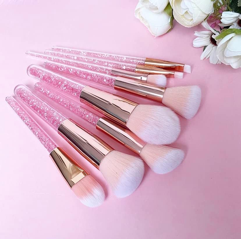 BEAKEY 8pc Pink Crystal Makeup Brushes Set - BEAKEY