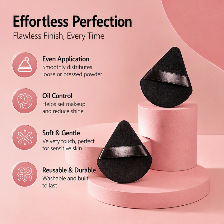 FindYourFlawless Powder Puffs, Triangle Makeup Puff Set for Loose Powder, Foundation, and Face Makeup Application