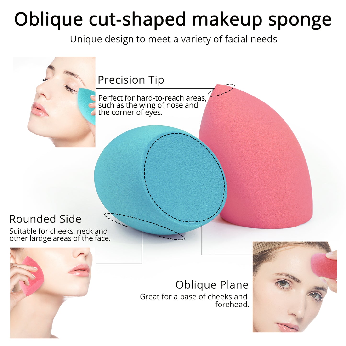 BEAKEY Makeup Sponges, Foundation Blending Paw Paw Sponge for Liquid Cream Powder, 6Pcs Multicolour - BEAKEY