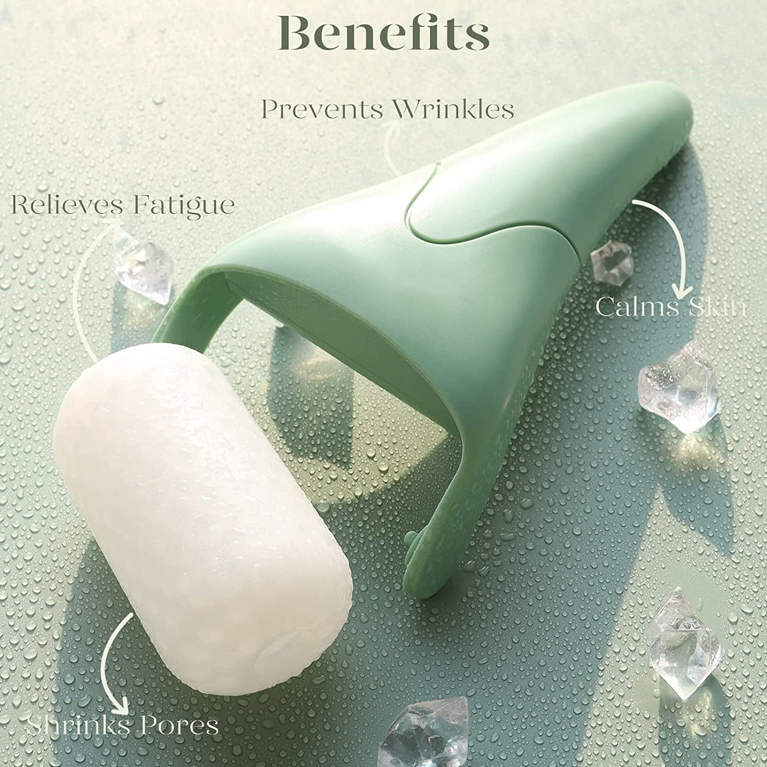 BEAKEY Ice Roller for Face & Gua Sha Facial Massager, Reduces Puffiness Migraine Pain Relief, Green - BEAKEY