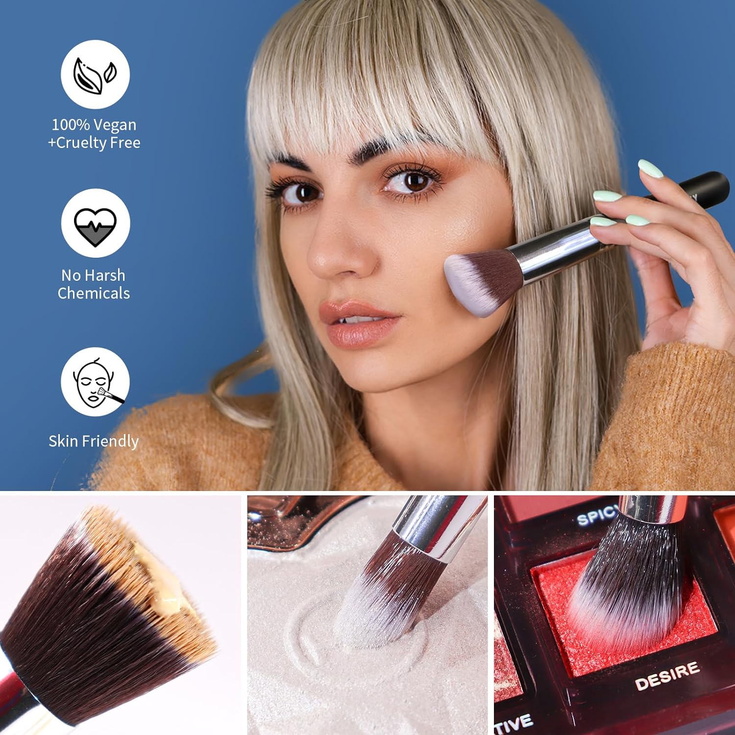 BEAKEY 12pcs Makeup Brushes with Black Brush Case - BEAKEY