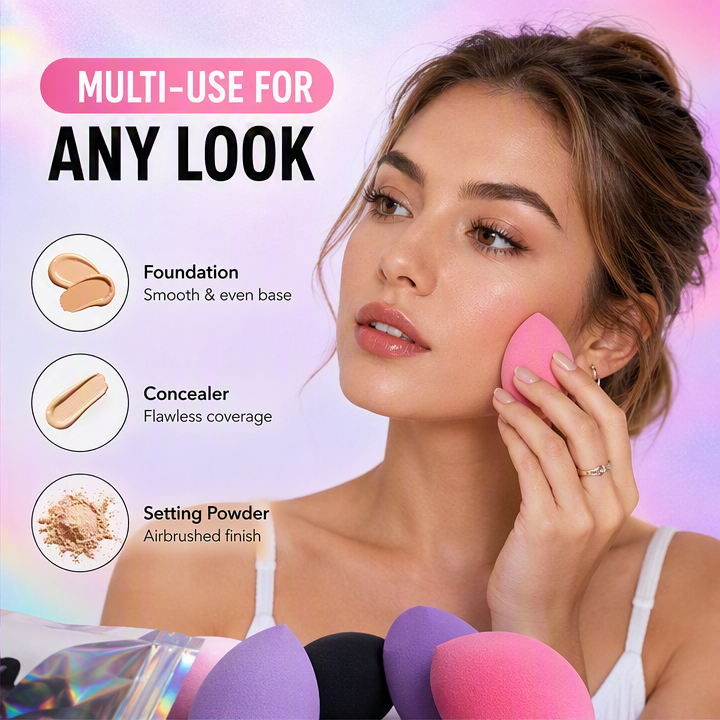 FindYourFlawless Make-Up Sponges, Beauty Sponge Set for Foundation, Concealer, Cream and Powder Makeup Application