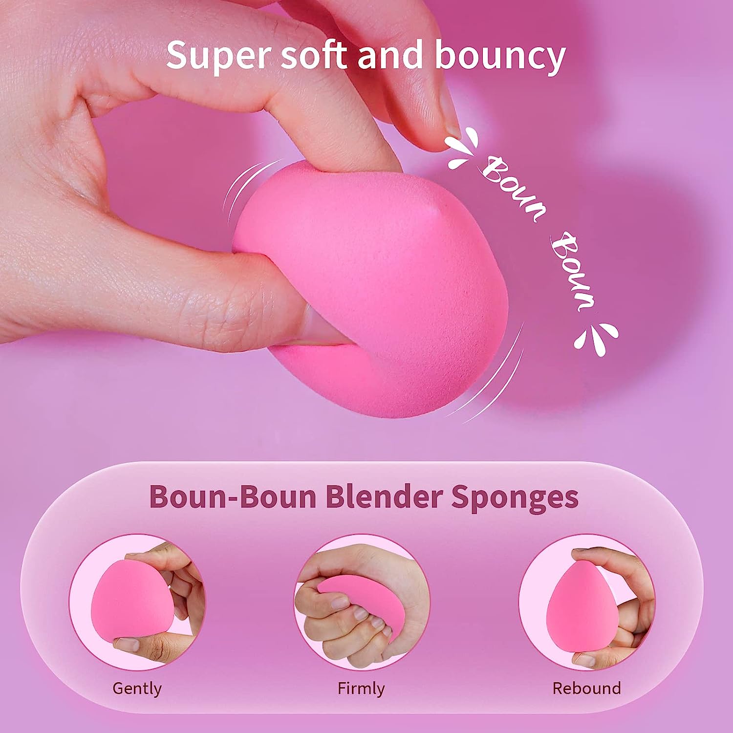 BEAKEY Makeup Sponge Foundation Blending Paw Paw Sponge for Liquid Cream and Powder 6Pcs Rose & Nude - BEAKEY