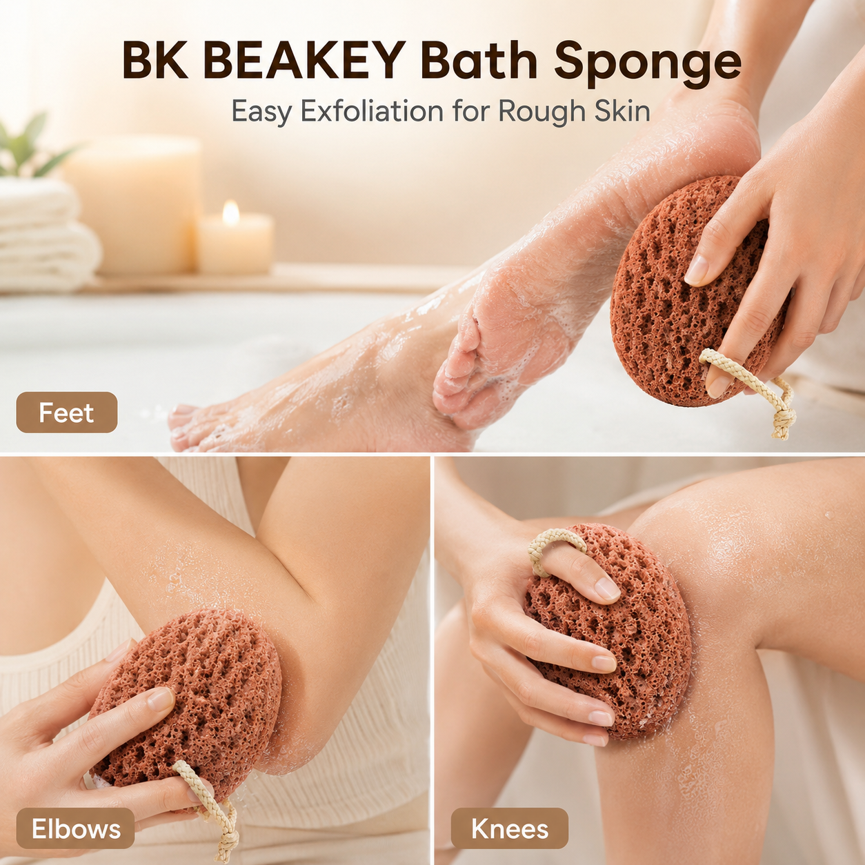 BK BEAKEY IcyMe Body Bath Sponge for Shower-Soft & Exfoliating