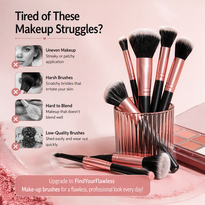 FindYourFlawless Make-Up Brushes, Cosmetic Brushes Set for Face and Eye Makeup