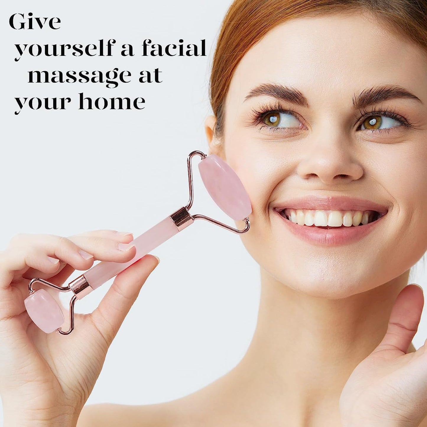 BEAKEY Jade Roller & Gua Sha Set, Face Roller and Guasha Facial Massager for Skin Care, Rose Quartz - BEAKEY