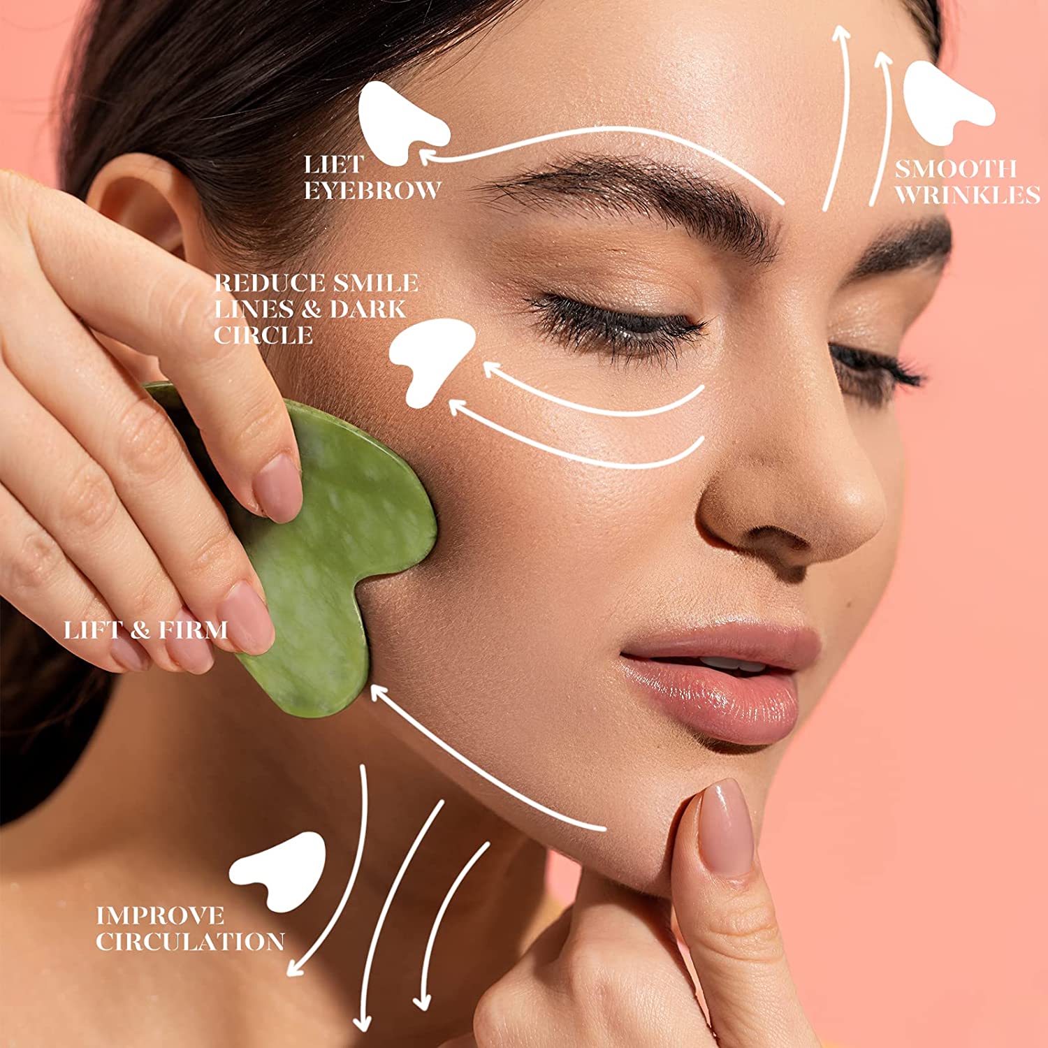 BEAKEY Jade Roller & Gua Sha Set, Natrue Jade Face Roller & Guasha Facial Skin Care Massager, Green - BEAKEY