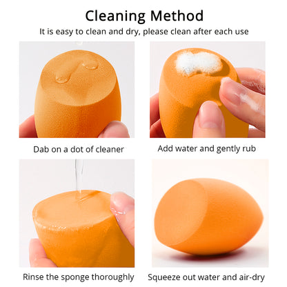 BEAKEY Makeup Sponges, Foundation Blending Paw Paw Sponge for Liquid Cream and Powder, 4Pcs Orange - BEAKEY