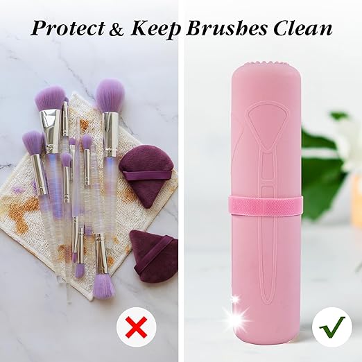 BEAKEY Large Silicone Makeup Brush Holder Travel Pouch - BEAKEY