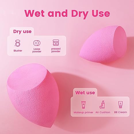 BEAKEY 10pcs Makeup Sponge Set, Super Bouncy, Soft Beauty Sponge for Blending Powder, Cream and Liquid. Cruelty Free, Latex Free, Pink Paw Paw Sponges - BEAKEY