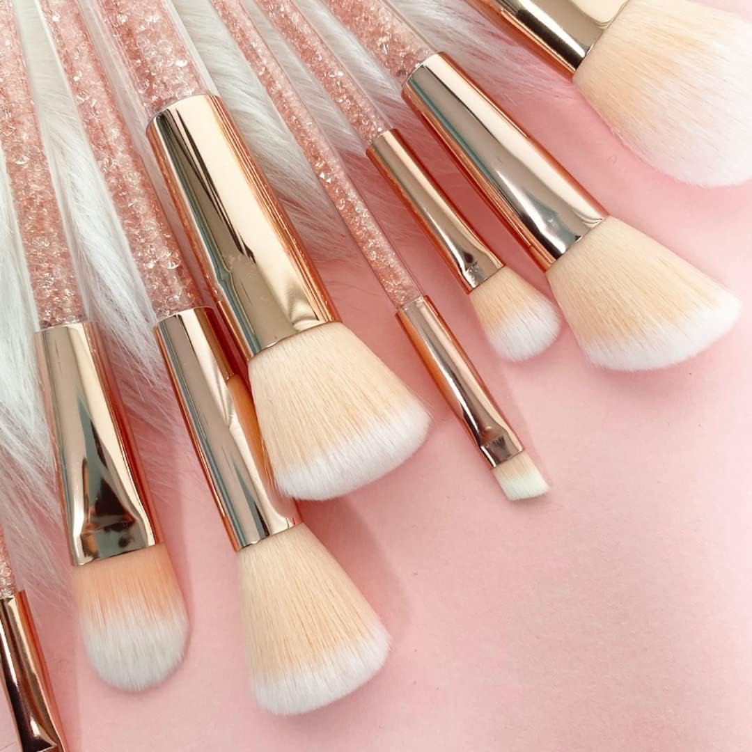 BEAKEY 8pc Pink Crystal Makeup Brushes Set - BEAKEY