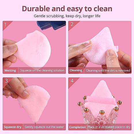 BEAKEY 5 Pcs Triangle Powder Puff, Multicolor Makeup Powder Puff for Flawless Application, Soft & Reusable, Easy to Clean, Latex Free Boun Boun Sponges for Foundation & Powder OKBUY123
