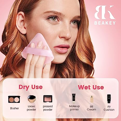 BEAKEY 12pcs Triangle Powder Puffs Set, Velour Triangle Makeup Puff for Blending & Contouring, Boun Boun Sponges Cosmetic Foundation Tools, 6 Pack Pink & 6 Pack Black OKBUY123