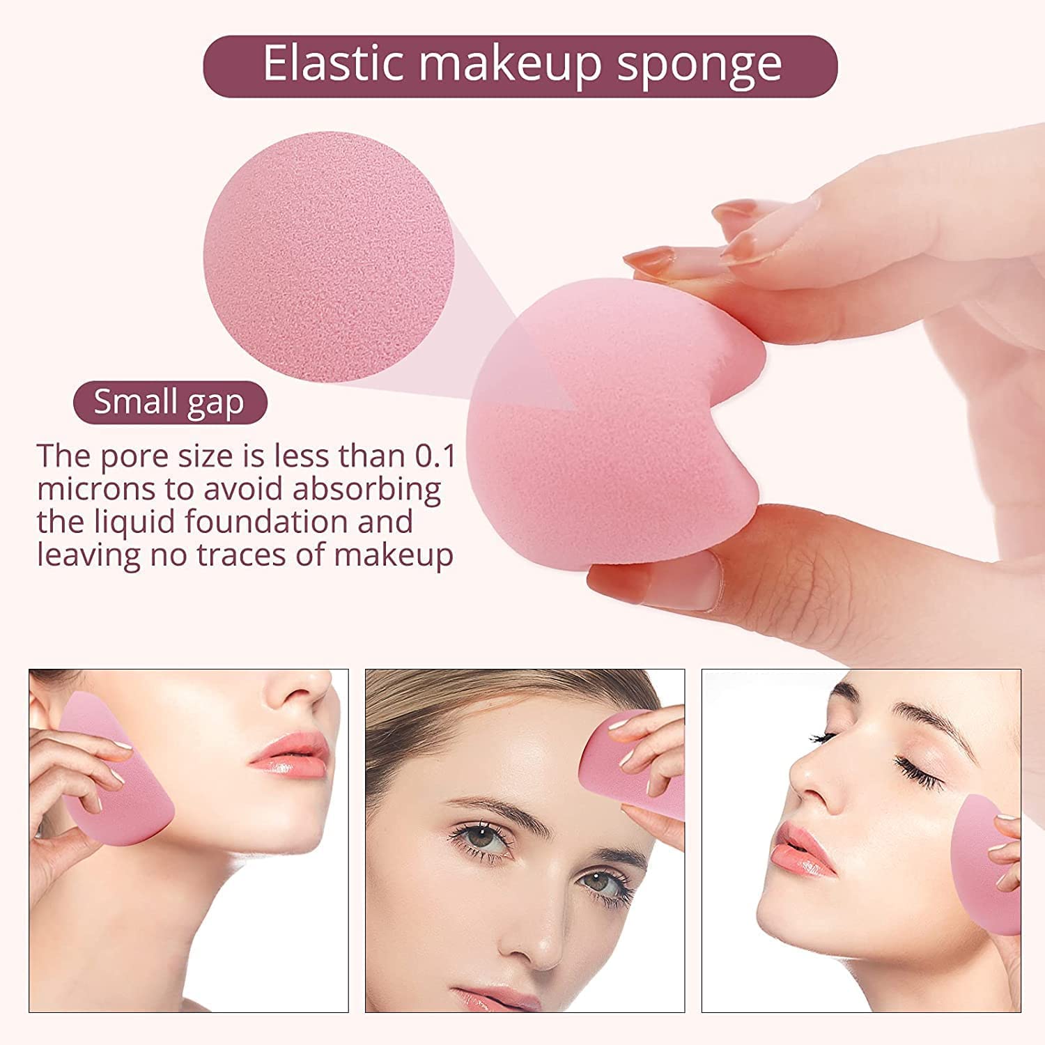 BEAKEY 2 Pcs Vertical Cut Makeup Sponges (Pink) TK Popular