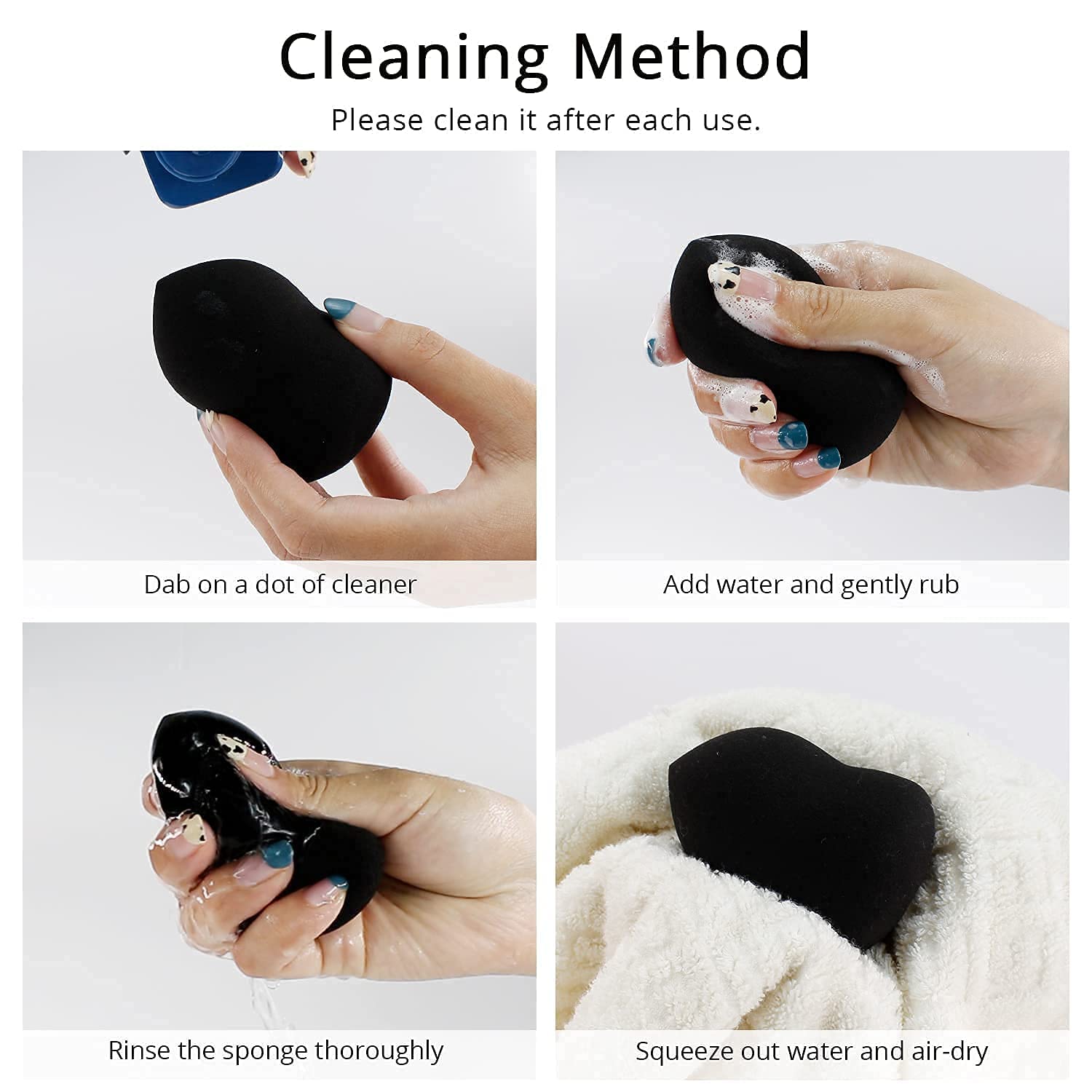 BEAKEY 3+1 Pcs Makeup Sponges with Kabuki Contour Brush TK Popular