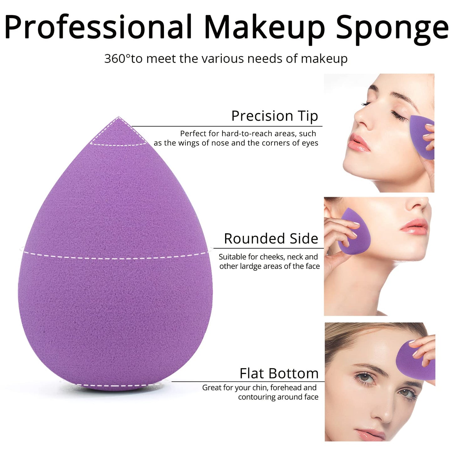 Beakey 5pcs Basic Color Makeup Sponge Set for Liquid, Cream, Powder TK Popular