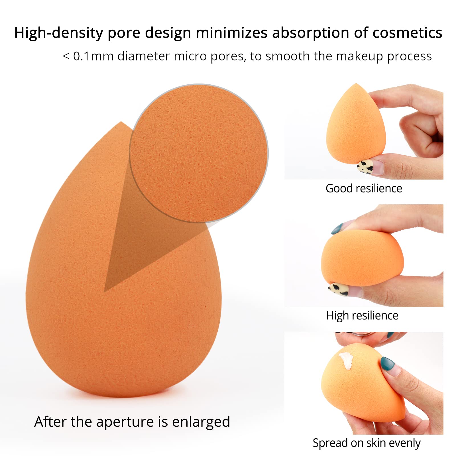 Beakey 5pcs Basic Color Makeup Sponge Set for Liquid, Cream, Powder TK Popular