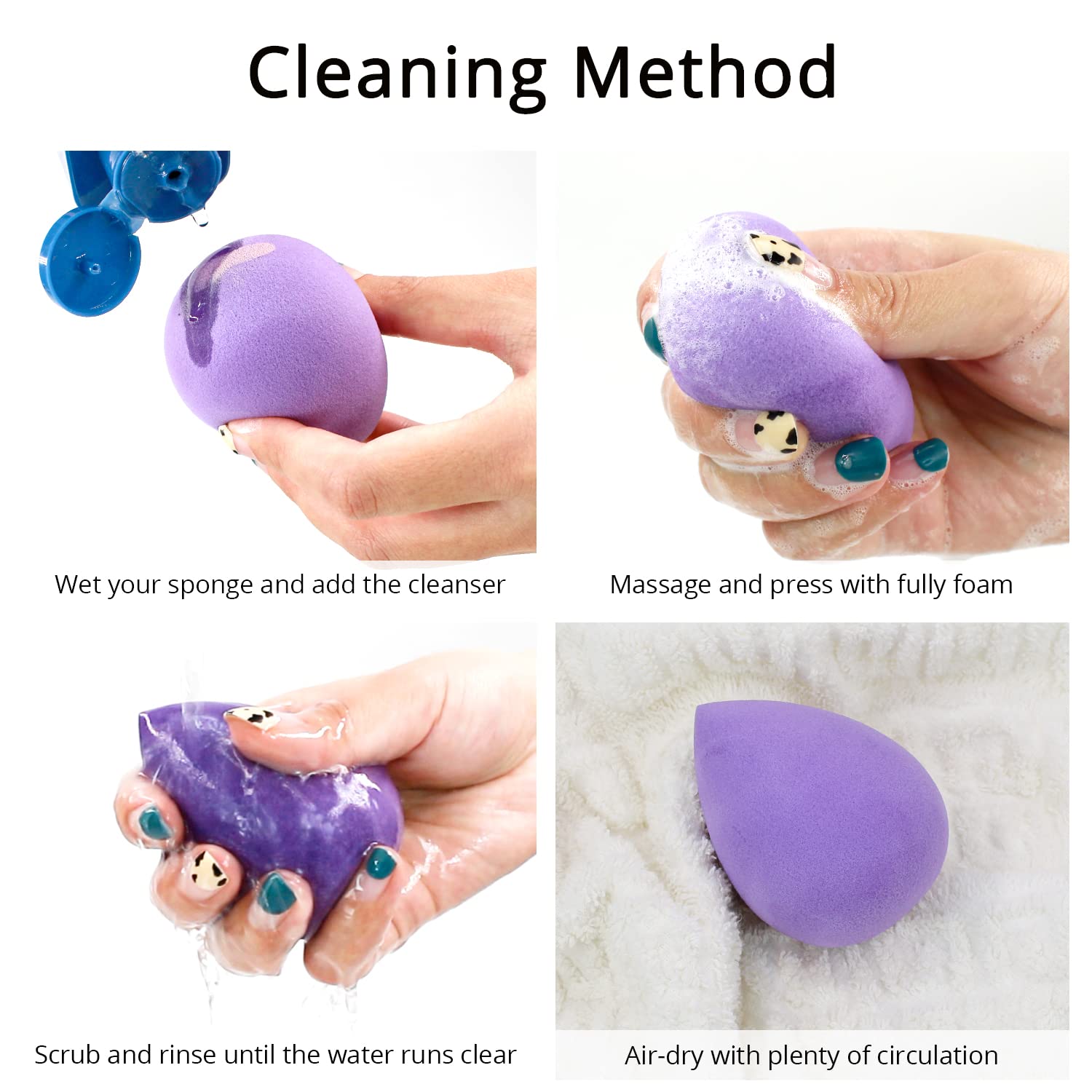 Beakey 5pcs Basic Color Makeup Sponge Set for Liquid, Cream, Powder TK Popular