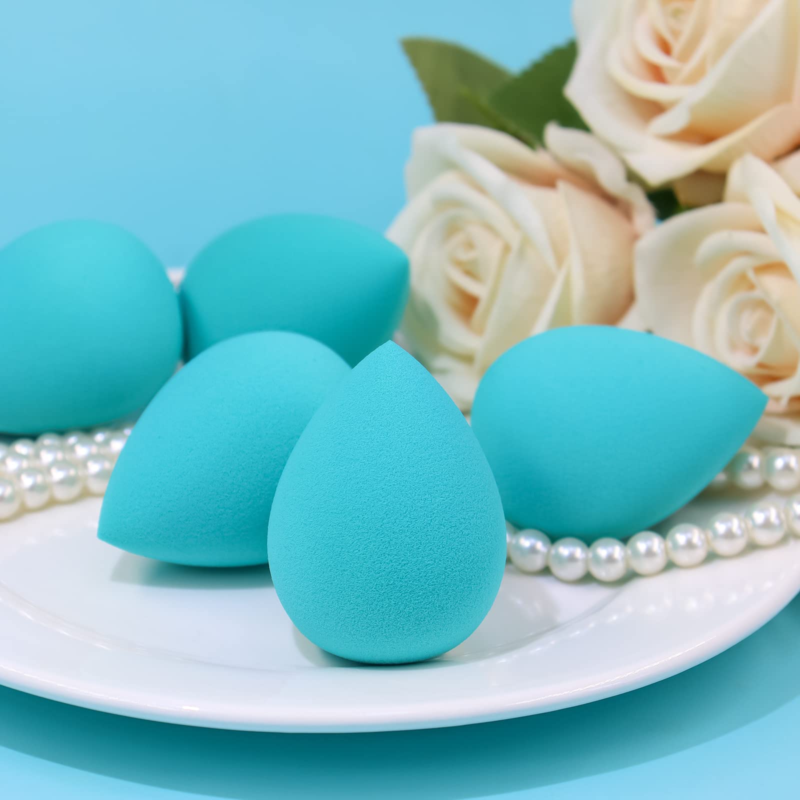 Beakey 5pcs Blue Makeup Sponge Set for Liquid, Cream, Powder TK Popular