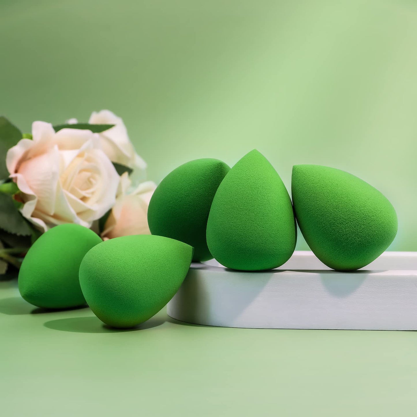 Beakey 5pcs Green Makeup Sponge Set for Liquid, Cream, Powder TK Popular