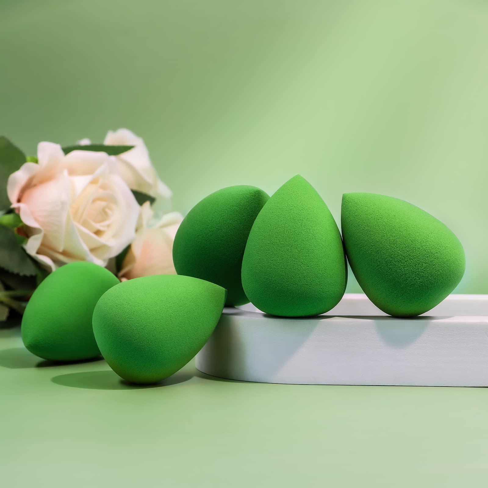 Beakey 5pcs Green Makeup Sponge Set for Liquid, Cream, Powder TK Popular