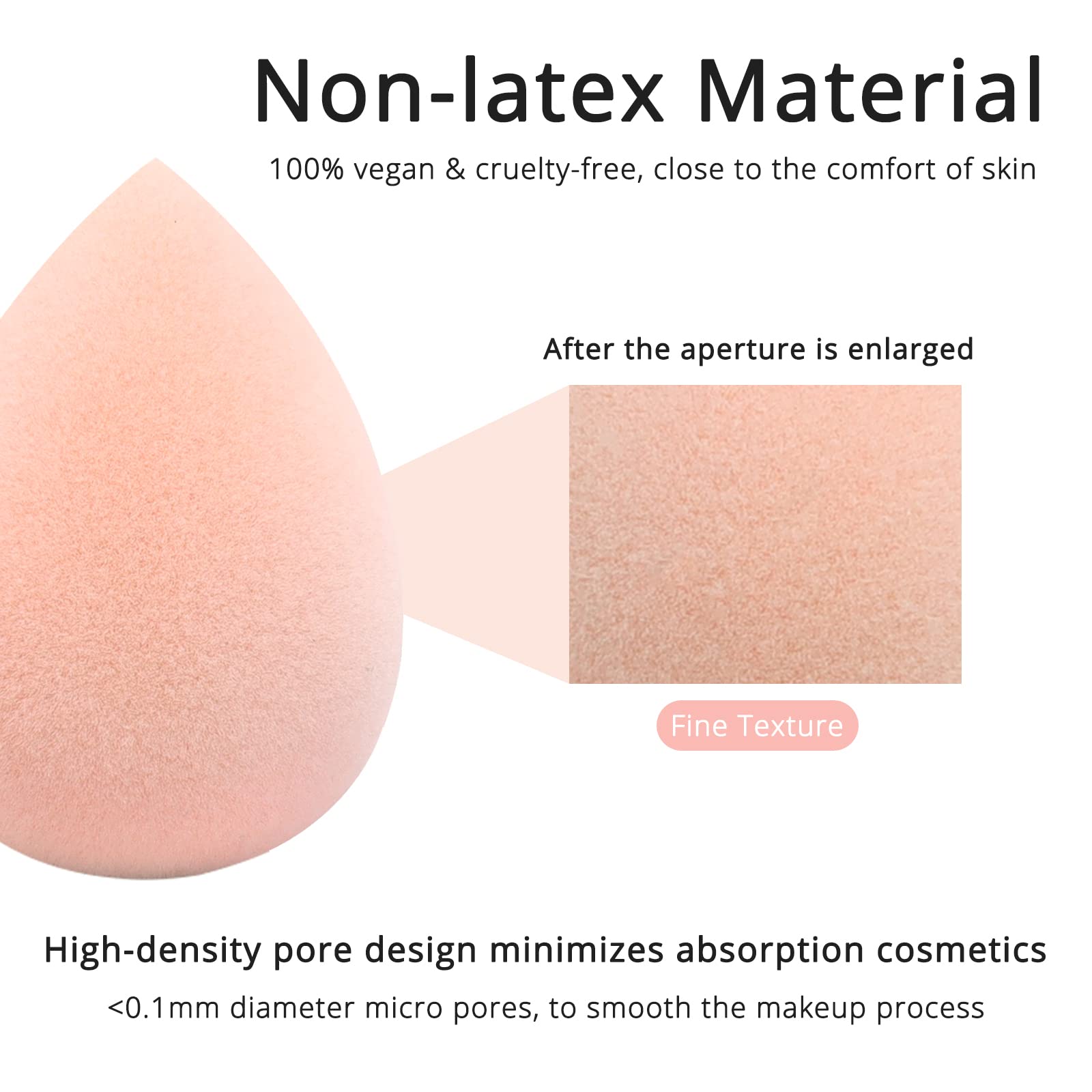 Beakey 5pcs Miracle Pink Makeup Sponge Set for Liquid, Cream, Powder TK Popular