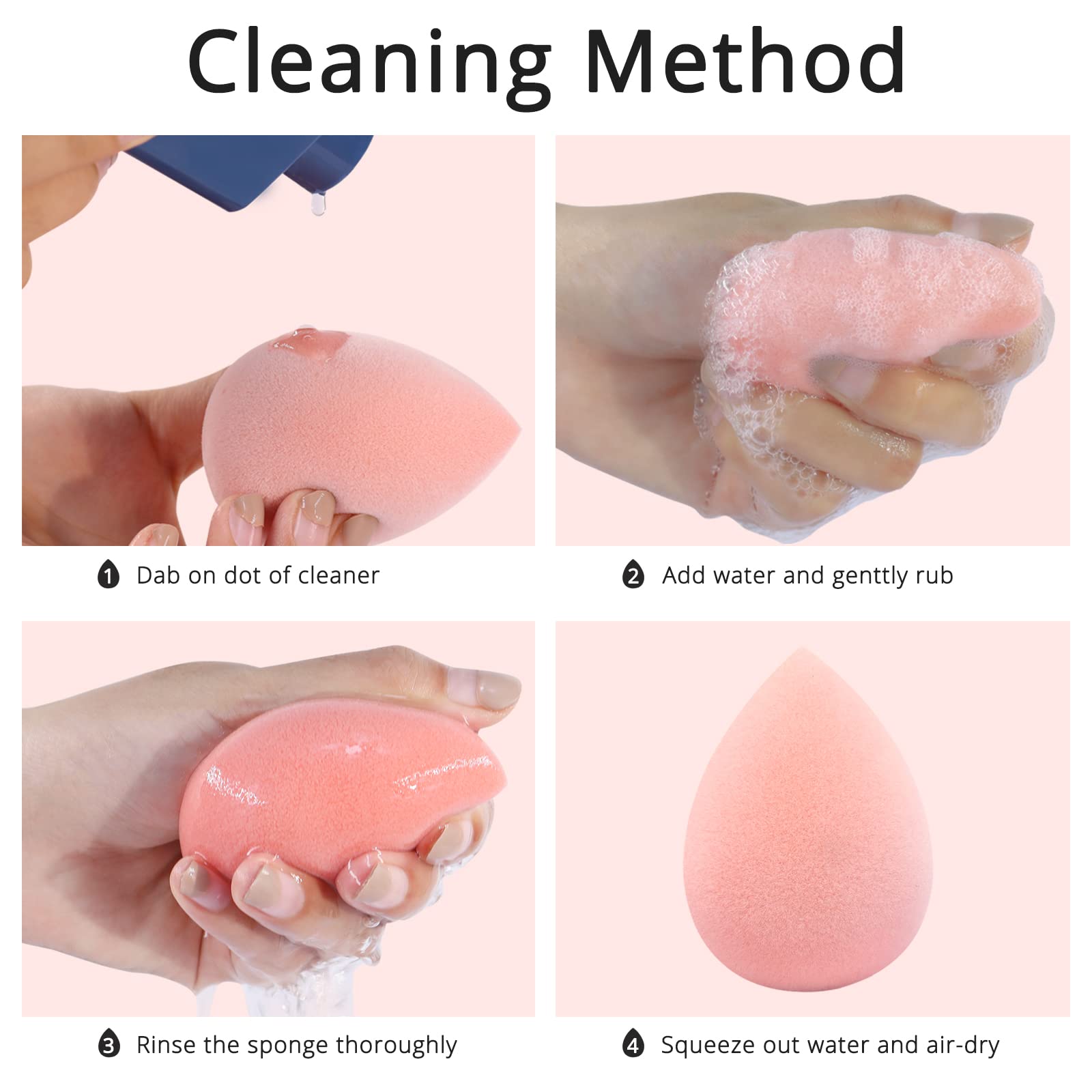 Beakey 5pcs Miracle Pink Makeup Sponge Set for Liquid, Cream, Powder TK Popular